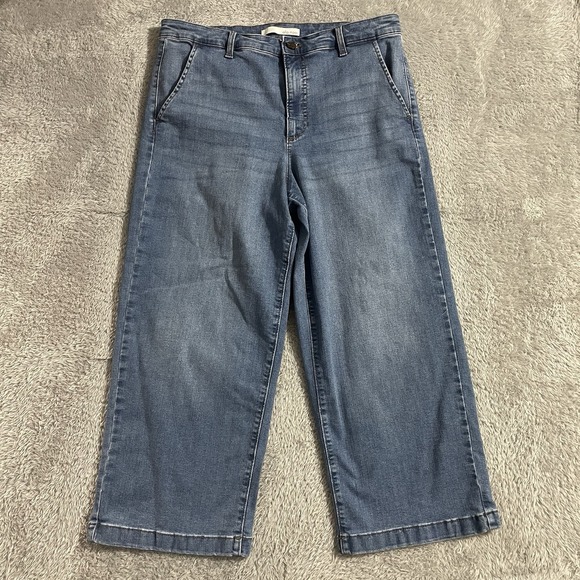Ella Moss Denim - Ella Moss Jeans Womens Size 14 Crop‎ Wide Leg Medium Wash Blue Denim Stretch